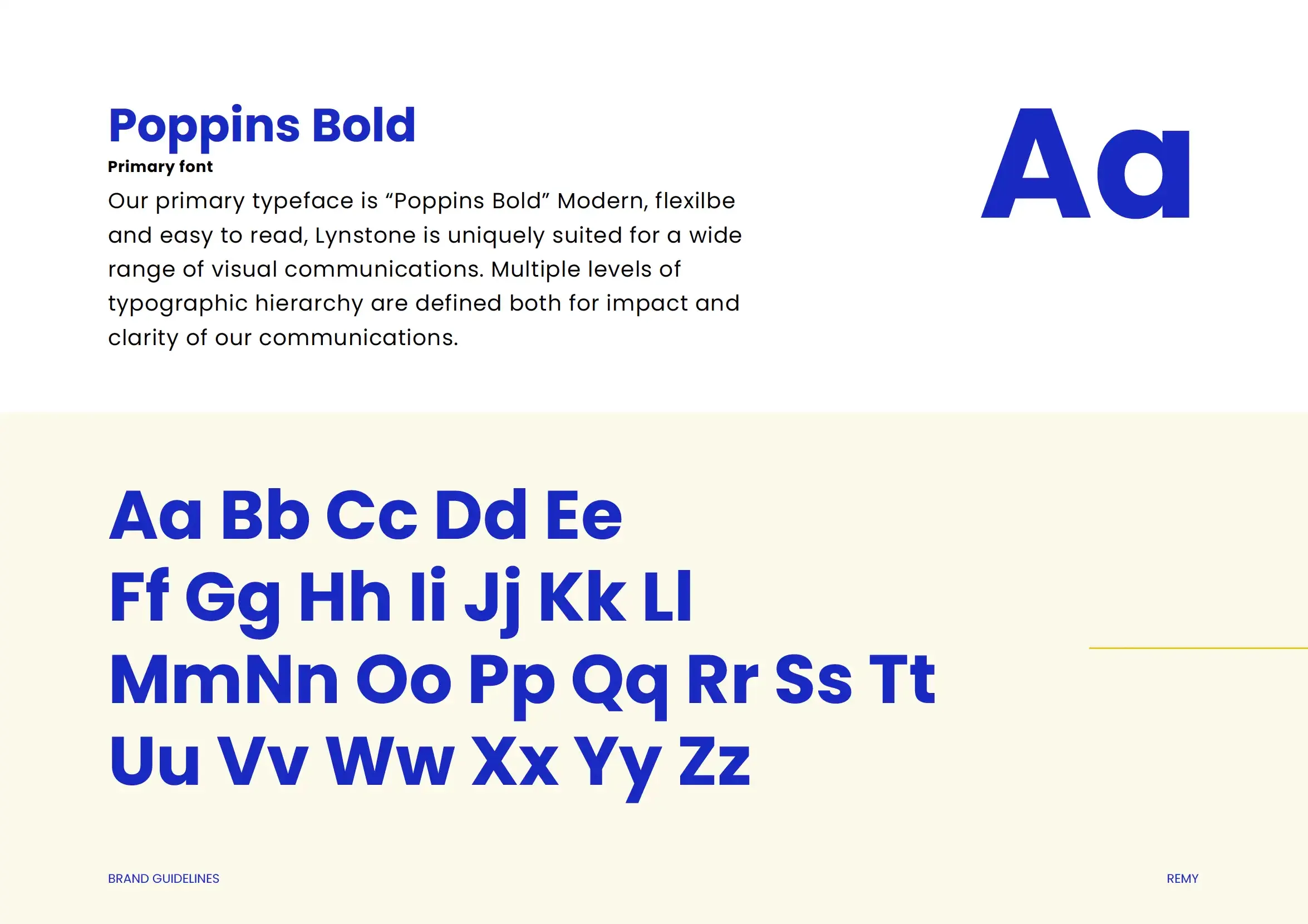 A page from the Remy brand guidelines showing the typography.