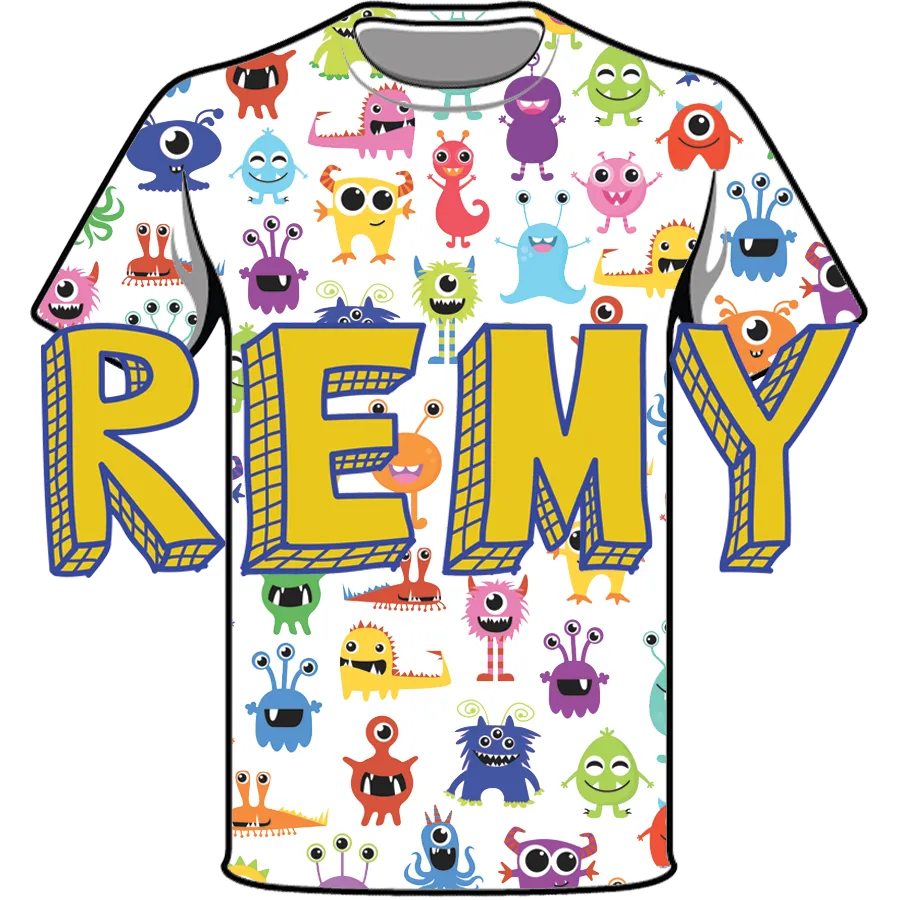 A Remy tee with a monster design and the Remy logo.